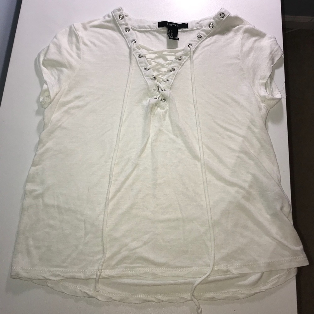 A white short sleeve v-neck shirt
